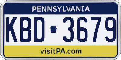 PA license plate KBD3679