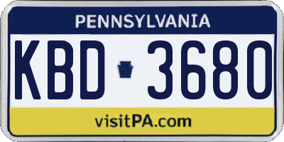 PA license plate KBD3680