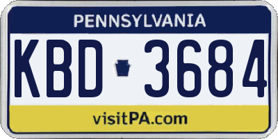 PA license plate KBD3684