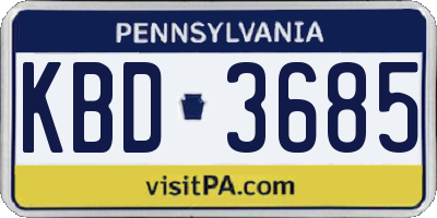 PA license plate KBD3685
