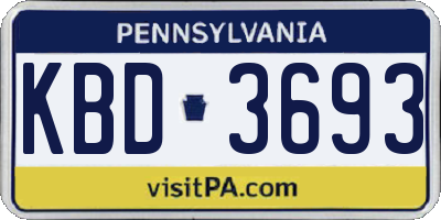 PA license plate KBD3693