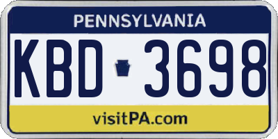 PA license plate KBD3698