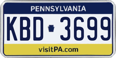PA license plate KBD3699