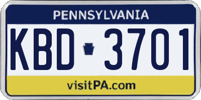 PA license plate KBD3701