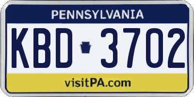 PA license plate KBD3702