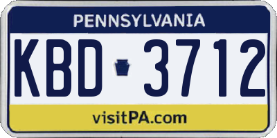 PA license plate KBD3712