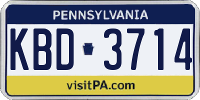 PA license plate KBD3714
