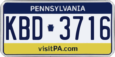 PA license plate KBD3716