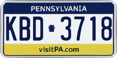 PA license plate KBD3718