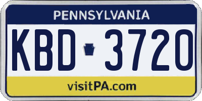 PA license plate KBD3720