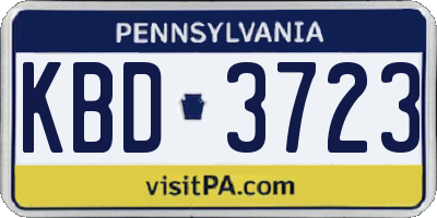 PA license plate KBD3723