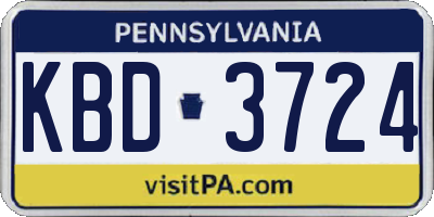 PA license plate KBD3724