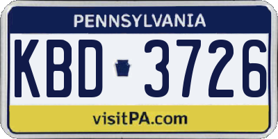 PA license plate KBD3726