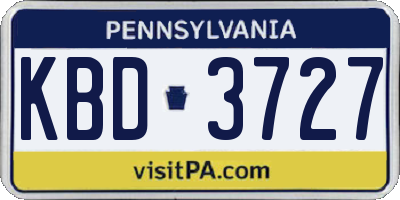 PA license plate KBD3727