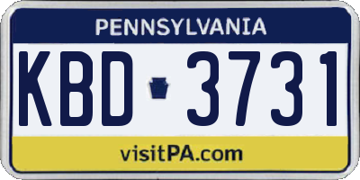 PA license plate KBD3731
