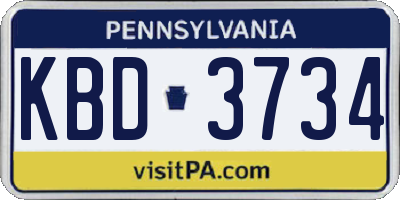 PA license plate KBD3734