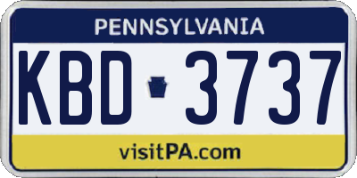 PA license plate KBD3737