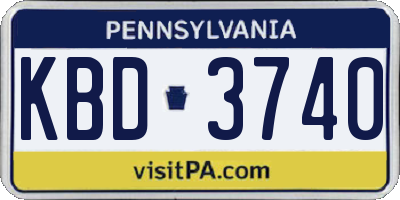 PA license plate KBD3740