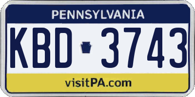 PA license plate KBD3743