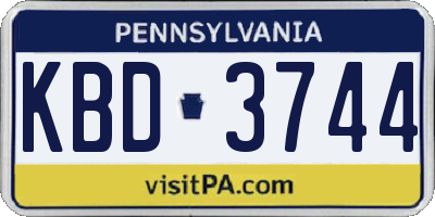 PA license plate KBD3744