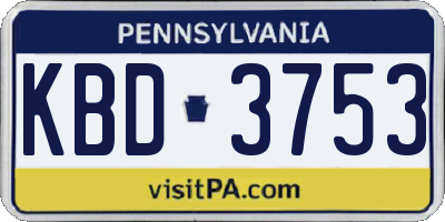 PA license plate KBD3753