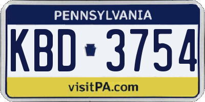 PA license plate KBD3754