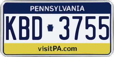 PA license plate KBD3755