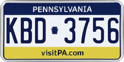 PA license plate KBD3756