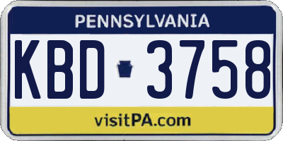 PA license plate KBD3758