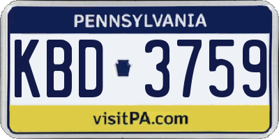 PA license plate KBD3759