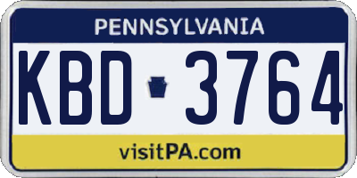 PA license plate KBD3764