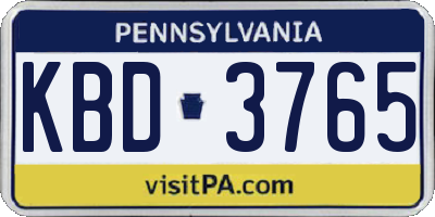 PA license plate KBD3765
