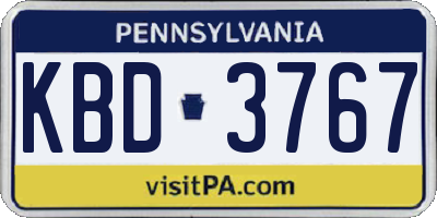 PA license plate KBD3767