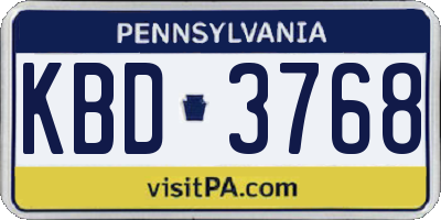 PA license plate KBD3768