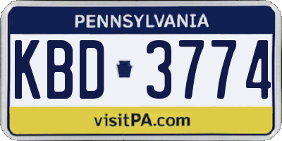 PA license plate KBD3774