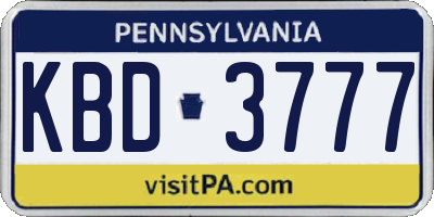 PA license plate KBD3777