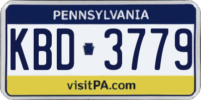 PA license plate KBD3779