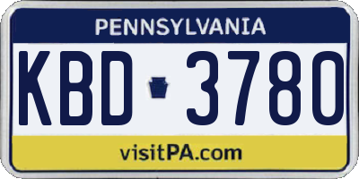 PA license plate KBD3780