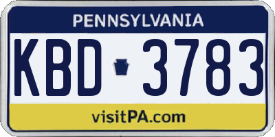 PA license plate KBD3783