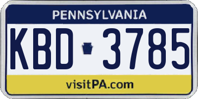 PA license plate KBD3785