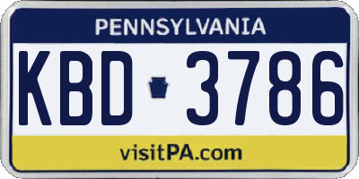 PA license plate KBD3786