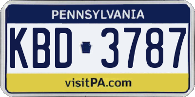 PA license plate KBD3787