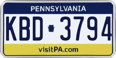PA license plate KBD3794