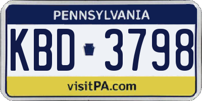 PA license plate KBD3798
