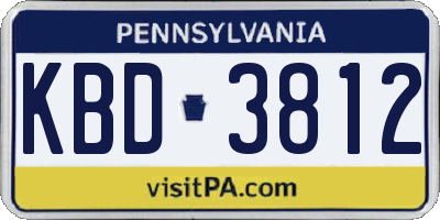 PA license plate KBD3812