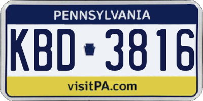 PA license plate KBD3816