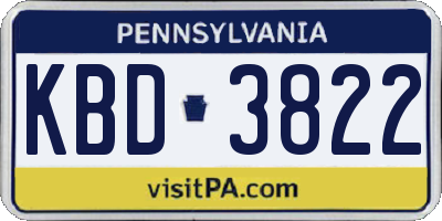 PA license plate KBD3822