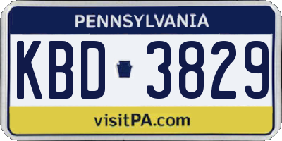 PA license plate KBD3829