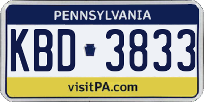 PA license plate KBD3833