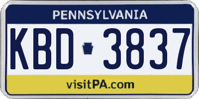 PA license plate KBD3837